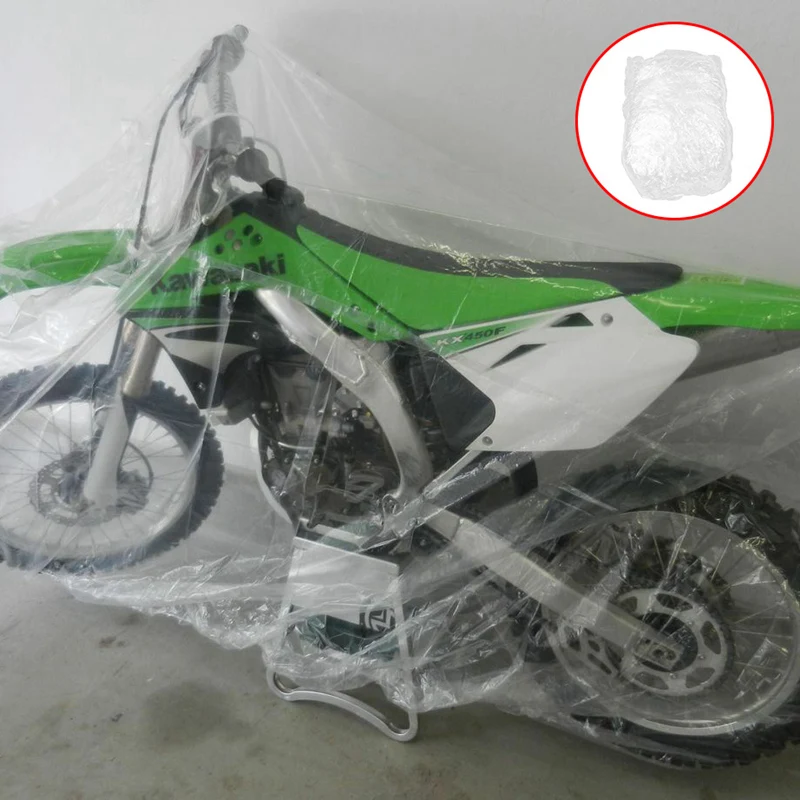 

Motorcycle Cover Temporary Disposable Universal Rain Dust Snow Plastic Protector