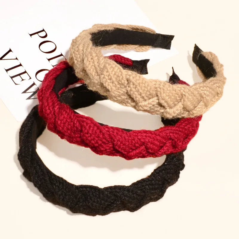 

2020 Winter Knitted Headband Women Hair Accessories New Arrival Vintage Turban Twist Cross Hairband Solid Elastic Knot Headwear