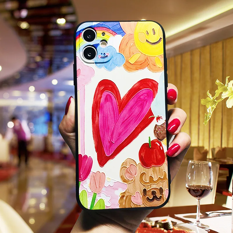 

3D Oil Painting Phone Case for iPhone 11 12 Pro Max IPhone XR XS X 7 8 Plus Huawei P30 Lite Pro P20 Lite P10 P Smart Plus Z 2019