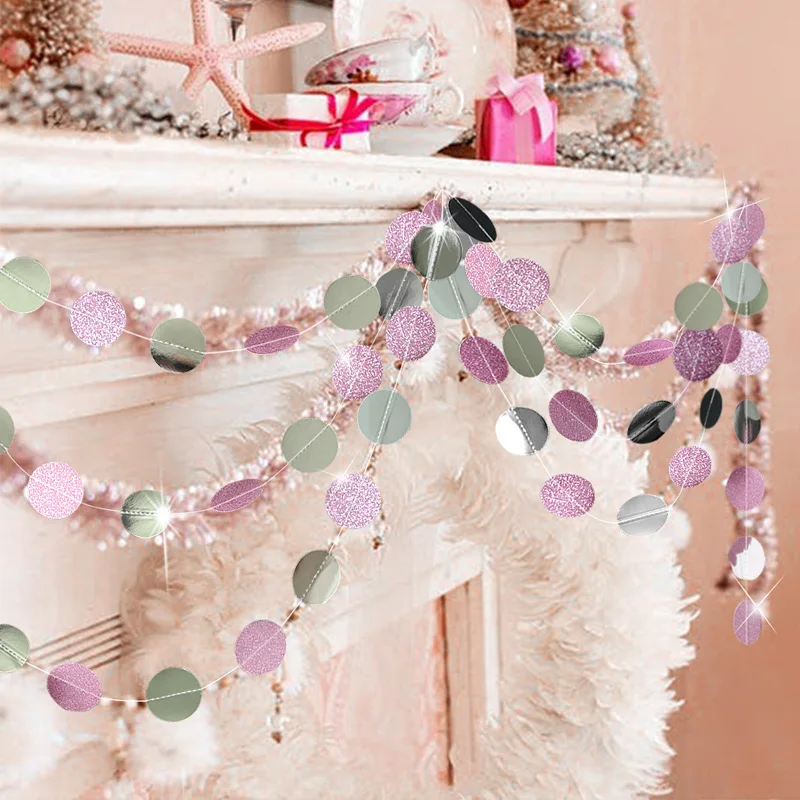 4 м круглый розовый баннер с блестками двустороннее зеркало со звездами круглая