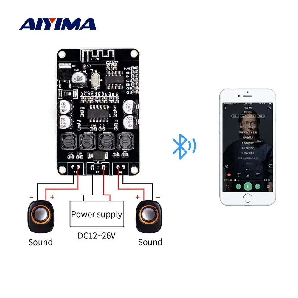 AIYIMA 2 0 Bluetooth аудио усилитель мощности TPA3110 Мини Amp 15Wx2 стерео цифровой DIY