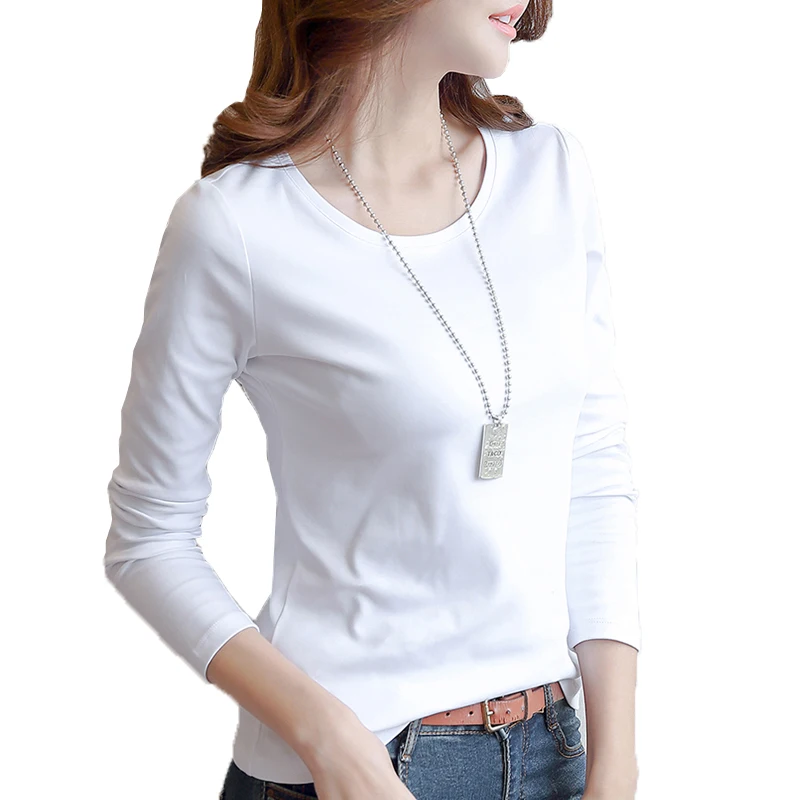 

pieces 2020 Autumn Winter new long sleeve T-shirt women's round neck white base shirt Women's Korean style spring