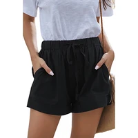 2021 new shorts for casual women summer shorts pleated pocket elastic lace high waist plus size female highstreet short