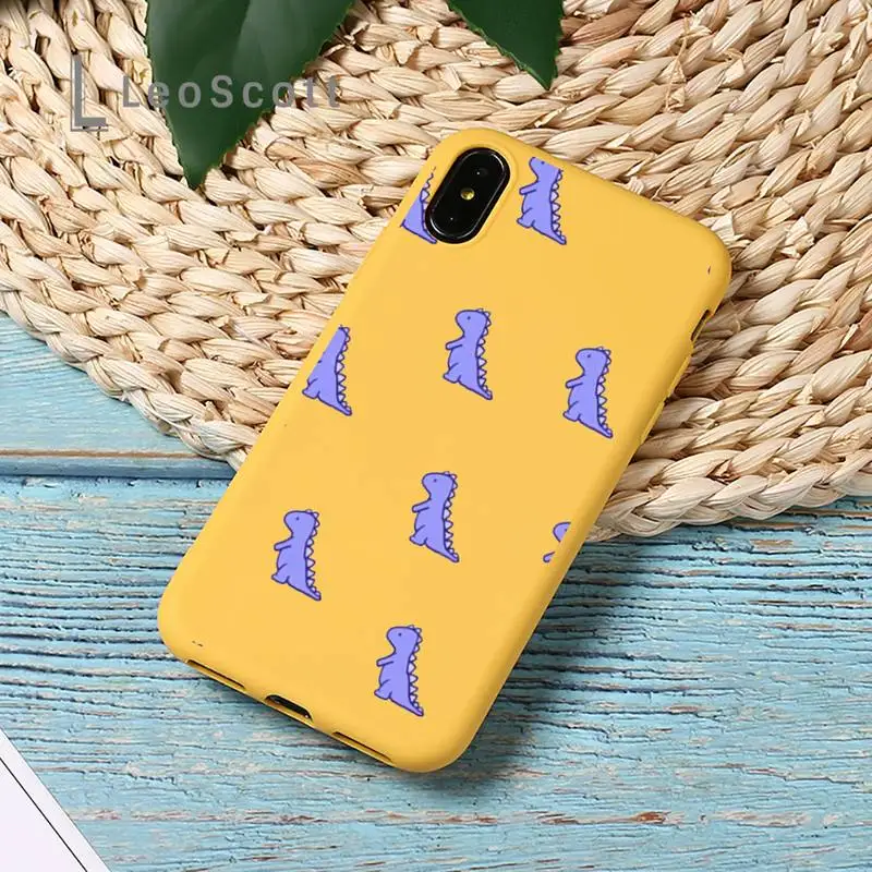 

Cute Dinosaur Baby Fashion Phone Case Yellow Candy Color for iPhone 11 12 mini pro XS MAX 8 7 6 6S Plus X SE 2020 XR