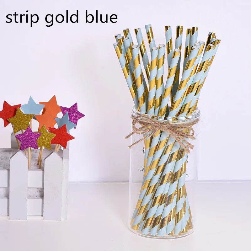 hot gold blue 25 шт eco-friendly зеленый бамбук бумажные, с пандой соломинки для дня рождения Свадебная вечеринка Baby Shower украшения событие для питьевой воды - Цвет: hot gold blue