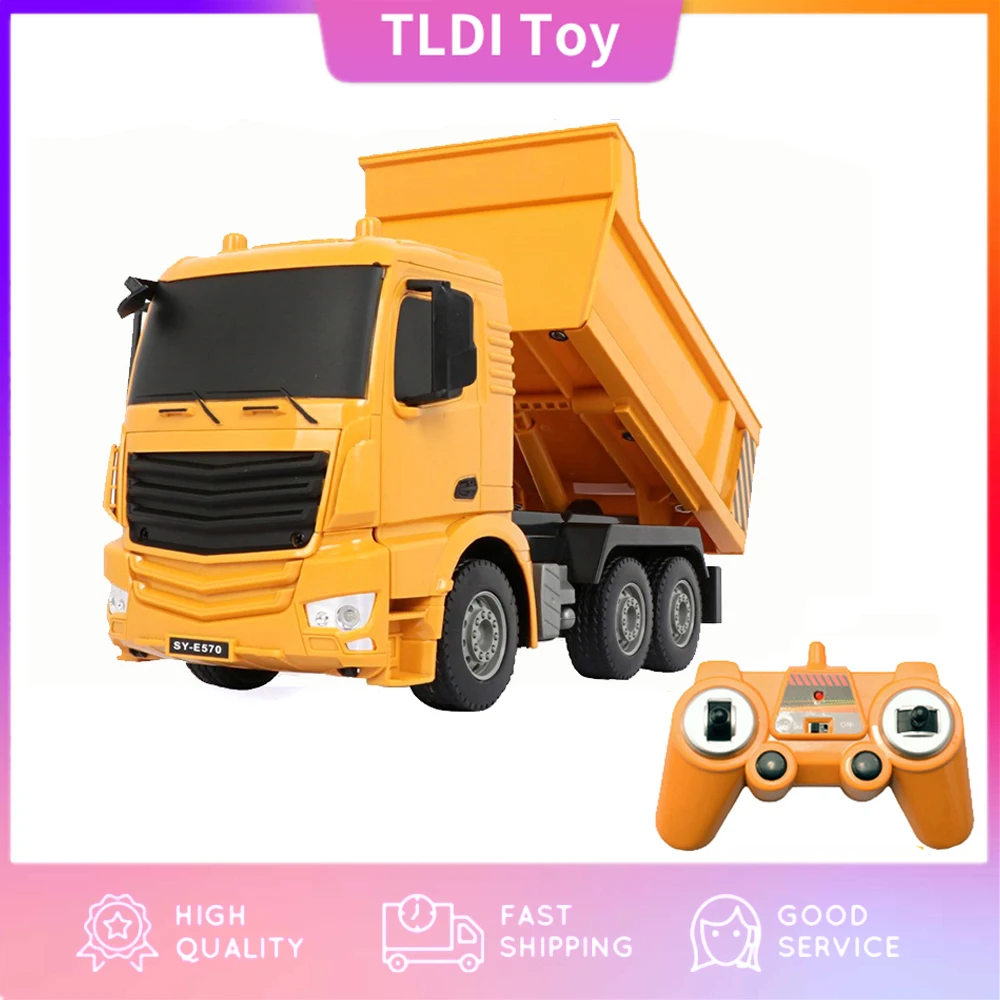 

New 2.4G RC Cars Dump Truck Toys for Children Boys Xmas Birthday Gifts Yellow Color Rc Engineering Truck Model Boys Beach Toys