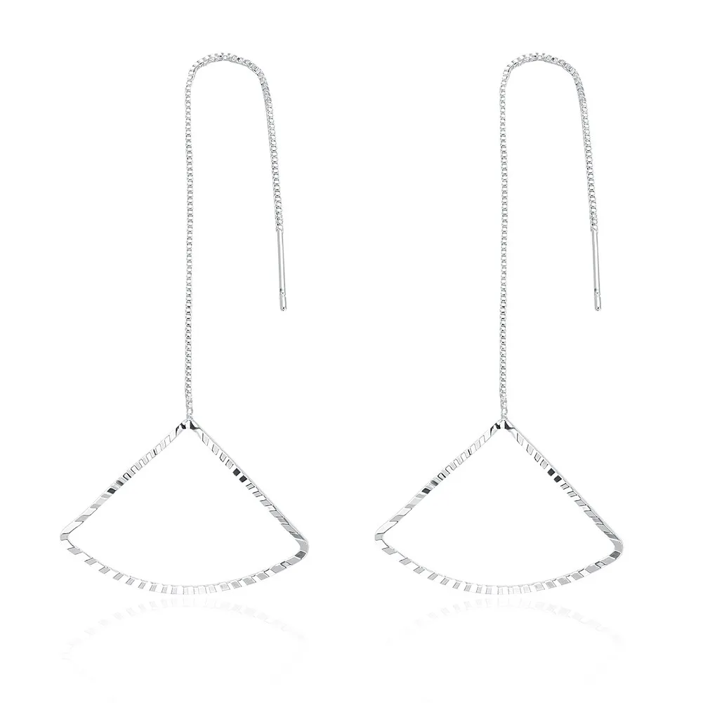 Корейские серьги Длинные Простые подвески геометрические треугольные для