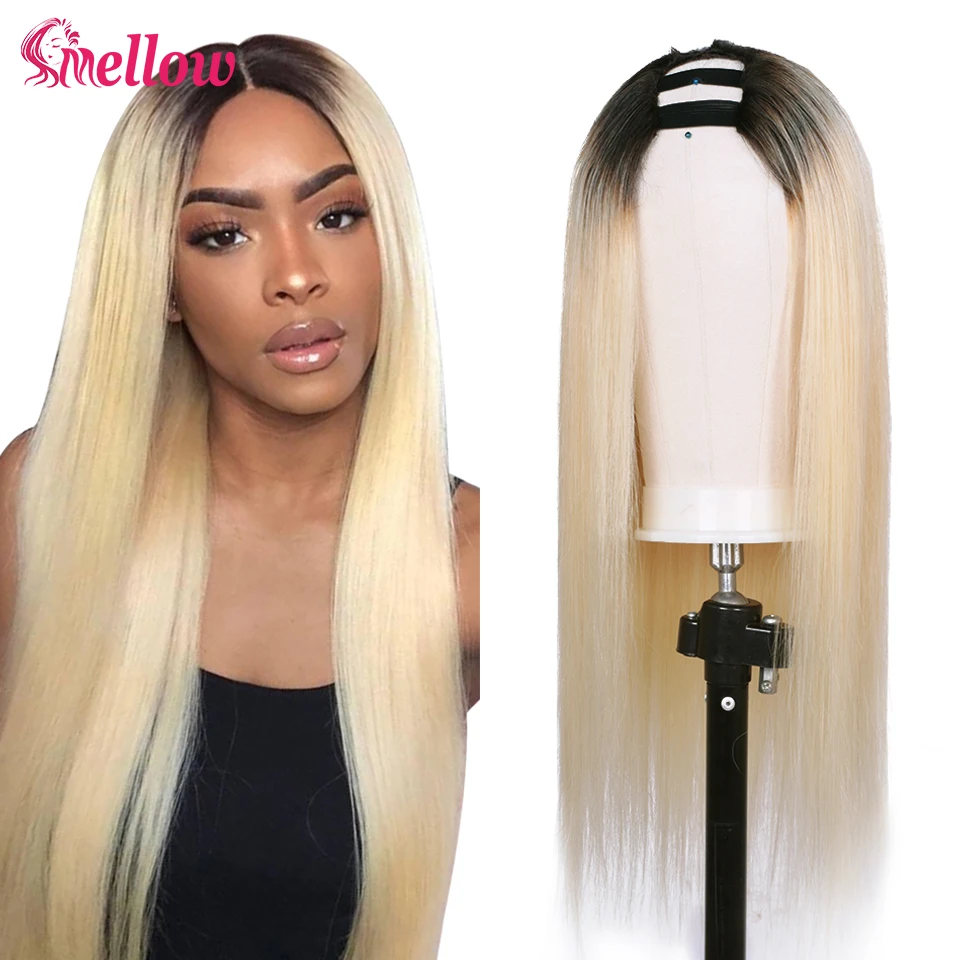 Парик Из прямых человеческих волос с U образной частью парики из бразильский