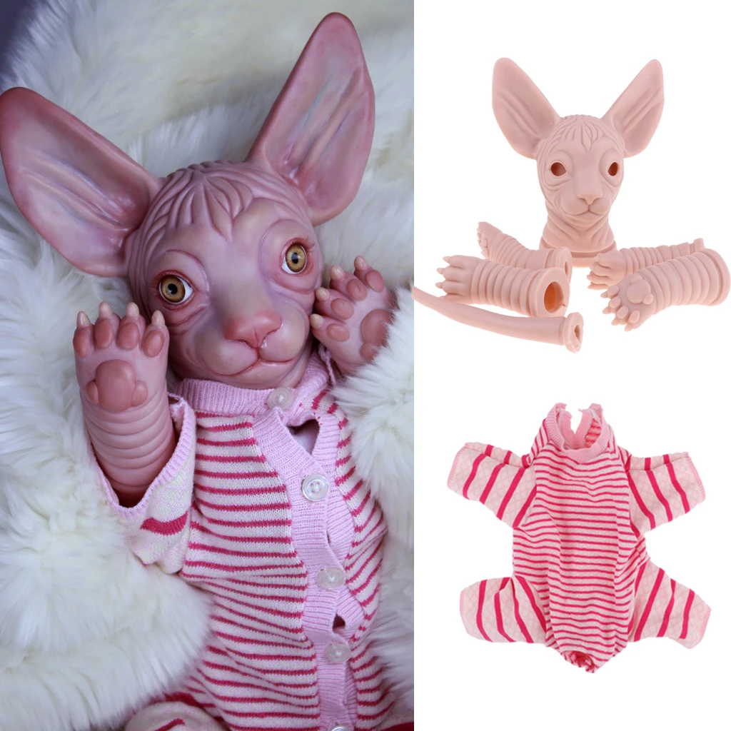 Реалистичный силиконовый реборн 18 дюймов наборы Сфинкс кошка и одежда