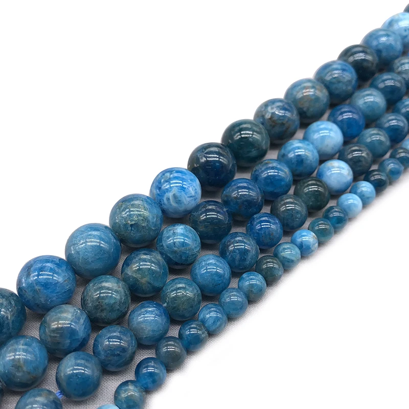 

Natural Blue Ocean Apatite Precious Gem Stone Sea Sediment Stone Round Loose Beads 6 8 10 12MM Diy Bracelet For Jewelry Making