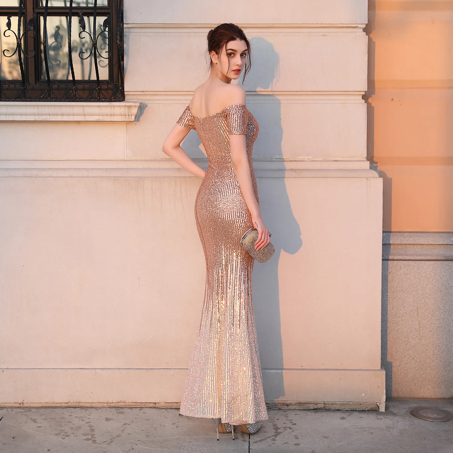 

Sladuo 2021 New Arrival Women Long mermaid Sequins Dress Sexy Off Shoulder Club Celebrity Party Dresses