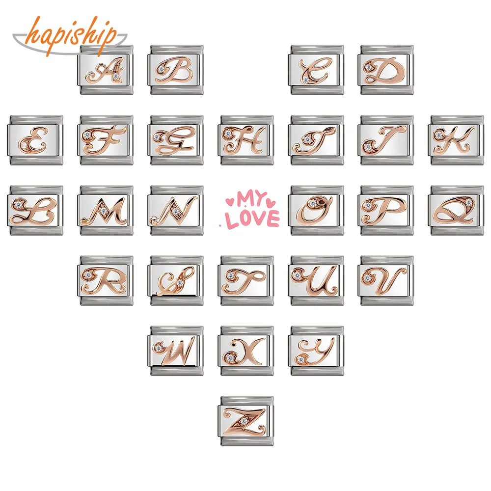 Hapiship 9 мм ширина ромашка любовь Единорог слон лучший друг папа цветок Шарм Fit браслет из нержавеющей стали звенья DJ26