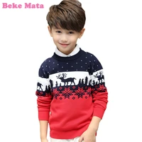 christmas sweaters for boys 2021 winter elk print kids boy clothes long sleeve double thicken cotton knit children sweaters 3 9y