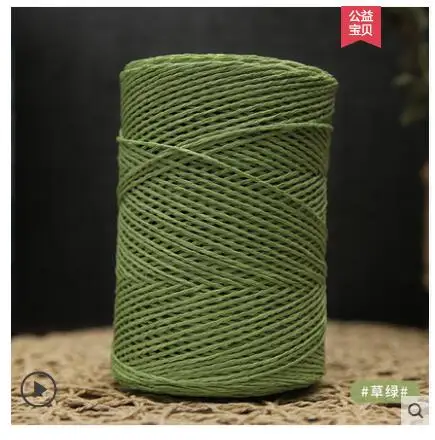 grass green 500 г/рулон ручного вязания пряжа соломенные из пальмового волокна веревка мягкая пряжа для вязания крючком пряжа для ручной работы летняя шляпа материал поставщик - Цвет: grass green