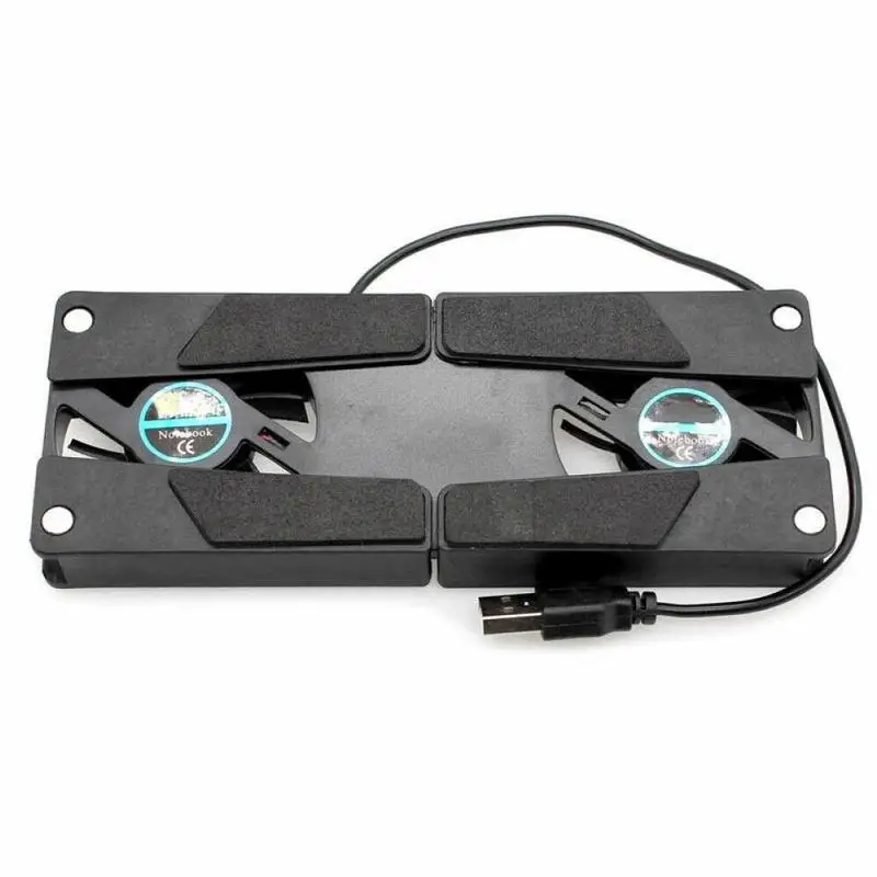 

Foldable Laptop Cooling Pad Plastic Computer Air Cooling Fan Base Rack Dual Fan USB Portable Notebook Cooler