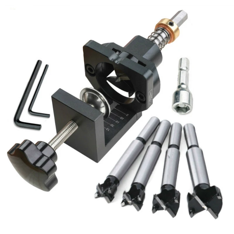 

15-35mm Hinge Hole Drill Guide Locator Wood Drilling Dowel Jig Woodworking Hole Opener For Door Cabinet Hinge Accessories Tools