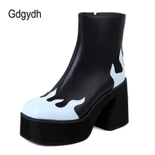 Gdgydh Ladies Platform Fashion Ankle Boots Thick Heel Fashion Brand New Luxury Shoes Woman Fall New Arrival Hot Sale Side Zipper