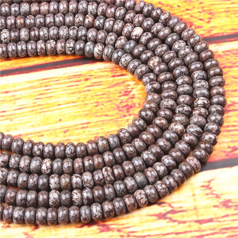 Серый Снежинка из натурального камня 4X6/5X8 мм счеты бусины Spacer бисера колеса шарик