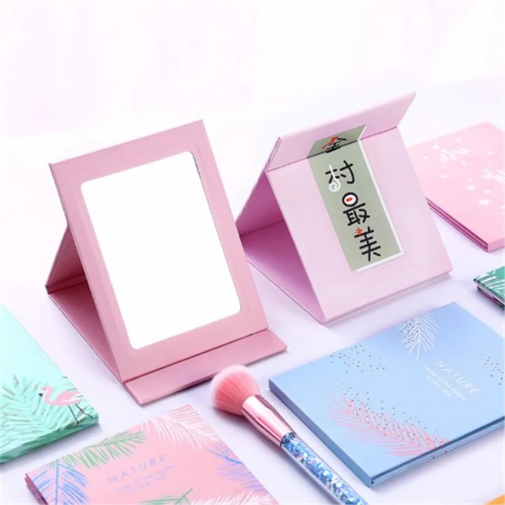 

CSHOU212 простое портативное корейское модное мини настольное зеркало карамельных цветов для принцессы складное зеркало мультяшное бумажное ...