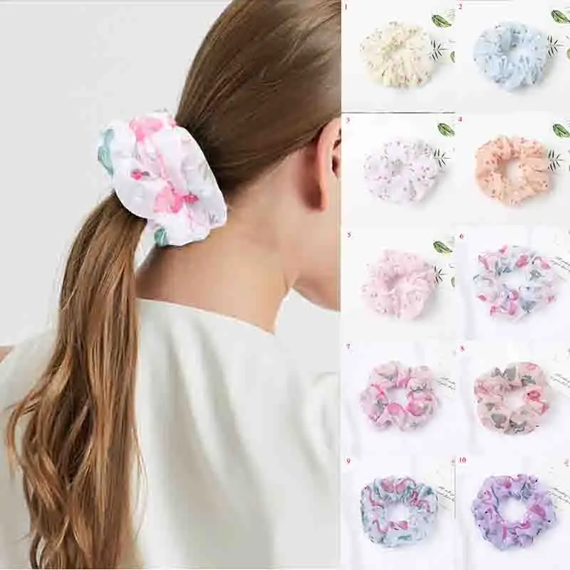 Новинка 2020 женские аксессуары для волос с цветочным фламинго резинка шифоновая