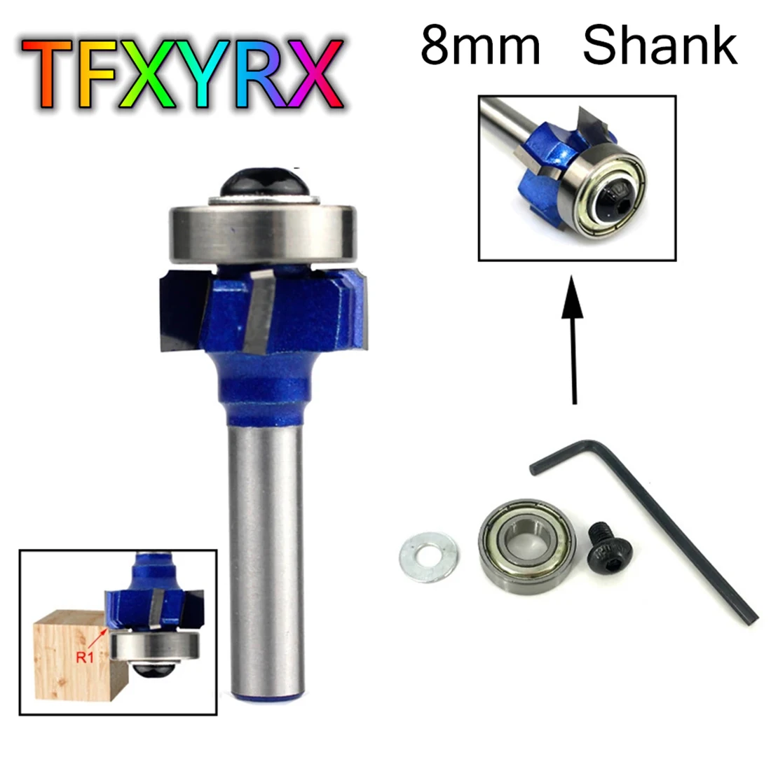 

1pc 8mm Shank Z4 Corner Round Router Bit R1 R2 R3 Trim Edging Woodworking Mill Cutter for Wood with Ball Bearing