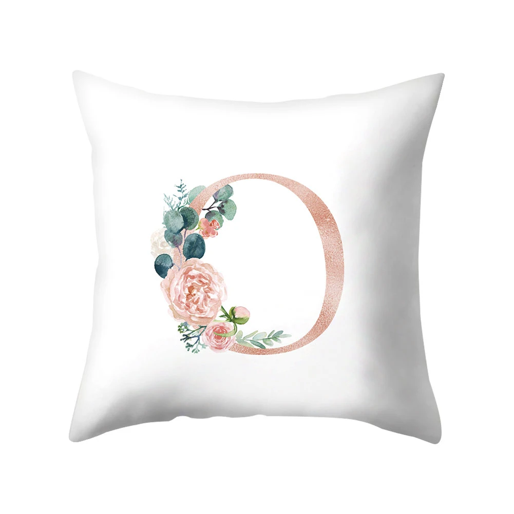 Чехол для диванной подушки 45*45 с алфавитом и цветочным принтом | Дом сад