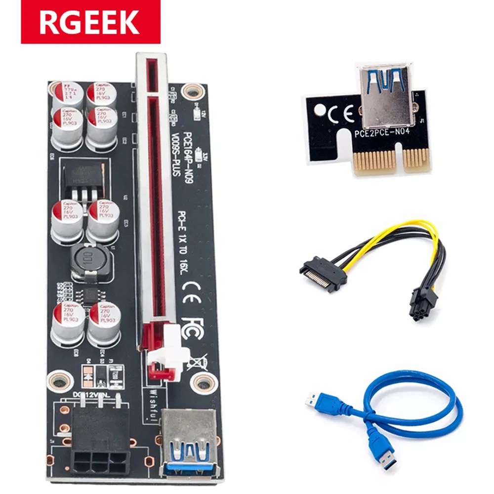 Кабель питания VER009S Plus USB 3.0 PCI-E Райзер Ver009 PCIE X1 к X16 SATA 15Pin 6 Pin для видеокарты
