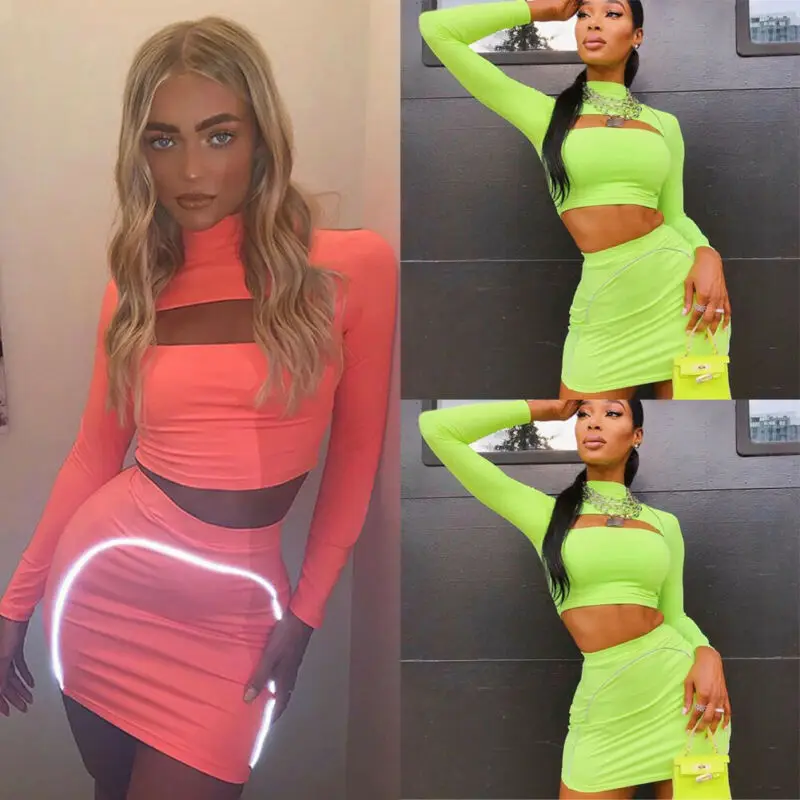 Соблазнительный женский облегающий комплект из двух предметов короткий