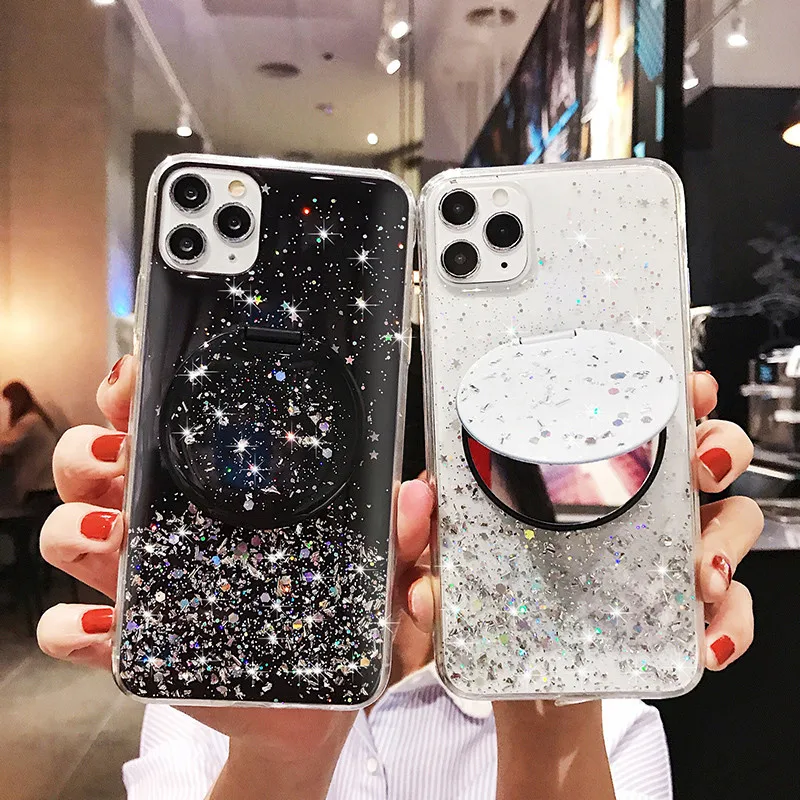 

Glitter Mirror Case for OPPO Find X5 Lite X3 Realme 10 9 8 Pro 9i 8i C35 C31 C30 C21Y C21 C20 RENO 7 6 5 4Z Holder Stand Cover