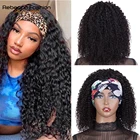 Парик из парик с головной повязкой натуральных кудрявых волос для чернокожих женщин, повязка на голову с глубокими кудрями, манекен для шарфа парика, без клея, плотность 250