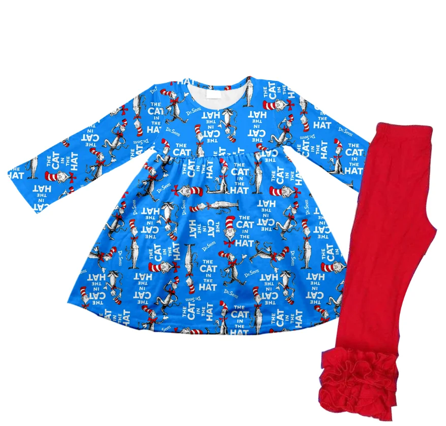 Лидер продаж осенний комплект с длинными рукавами для девочек Модный принтом