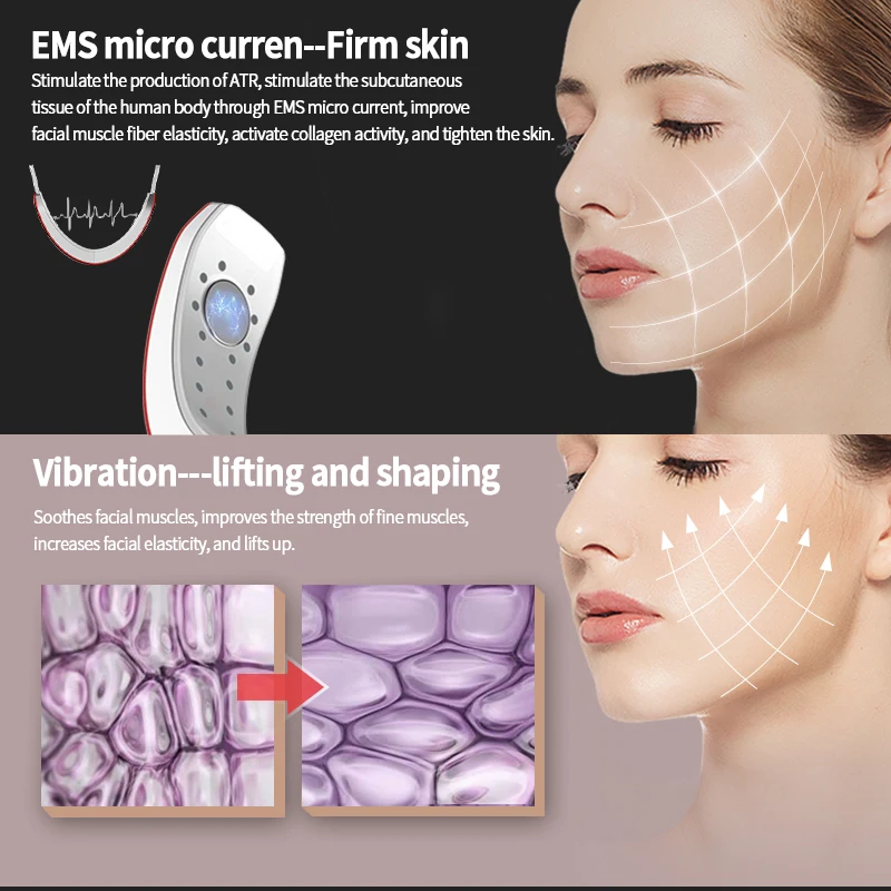 

Face Lifting Slimming Vibration Massager Chin V-Line Up Lift Belt Machine Blue LED Photon Therapy Double Chin Reducer