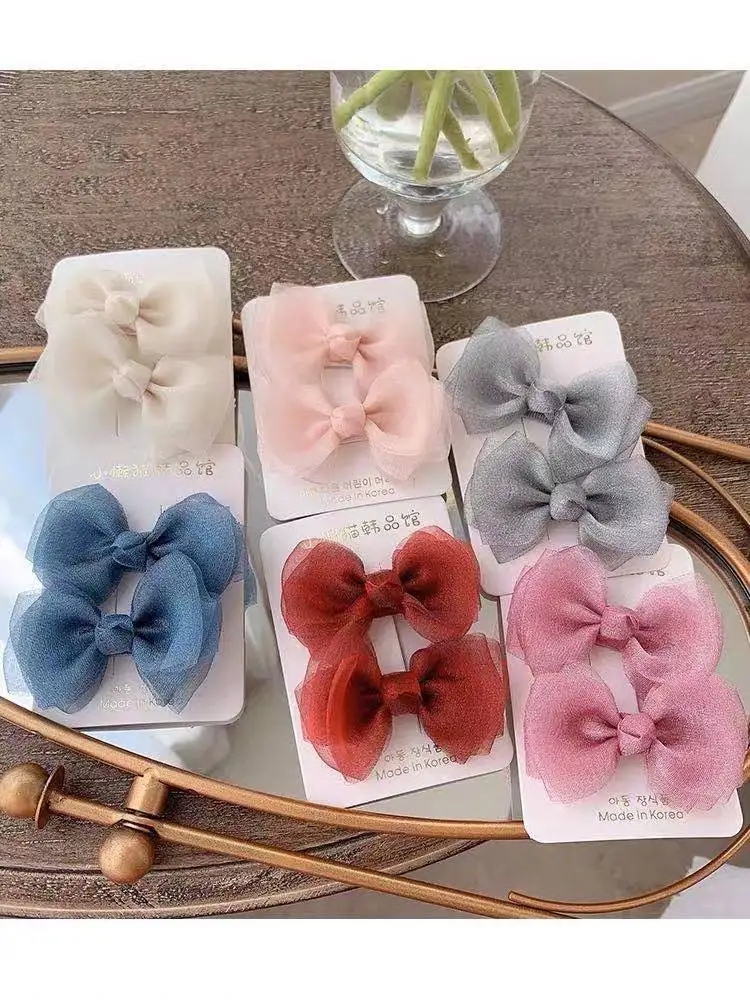 

Princess cute baby girl Western style simple pair clip Children's pearly small bow hairpin