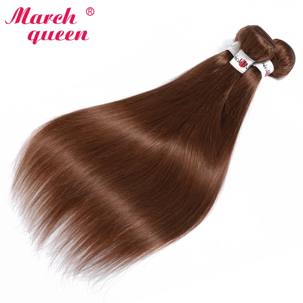 

Marchqueen Pre-Colored Straight Human Hair Bundles For Women #4 Malaysia Hair Weave Bundles 3/4 pcs Remy Straight Hair Extension