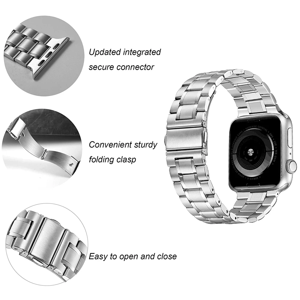 for Apple Watch Band 44mm 40mm Upgraded Version Solid Stainless Steel Strap Business Replacement iWatch Series 5 Wrist Bracelet | Наручные