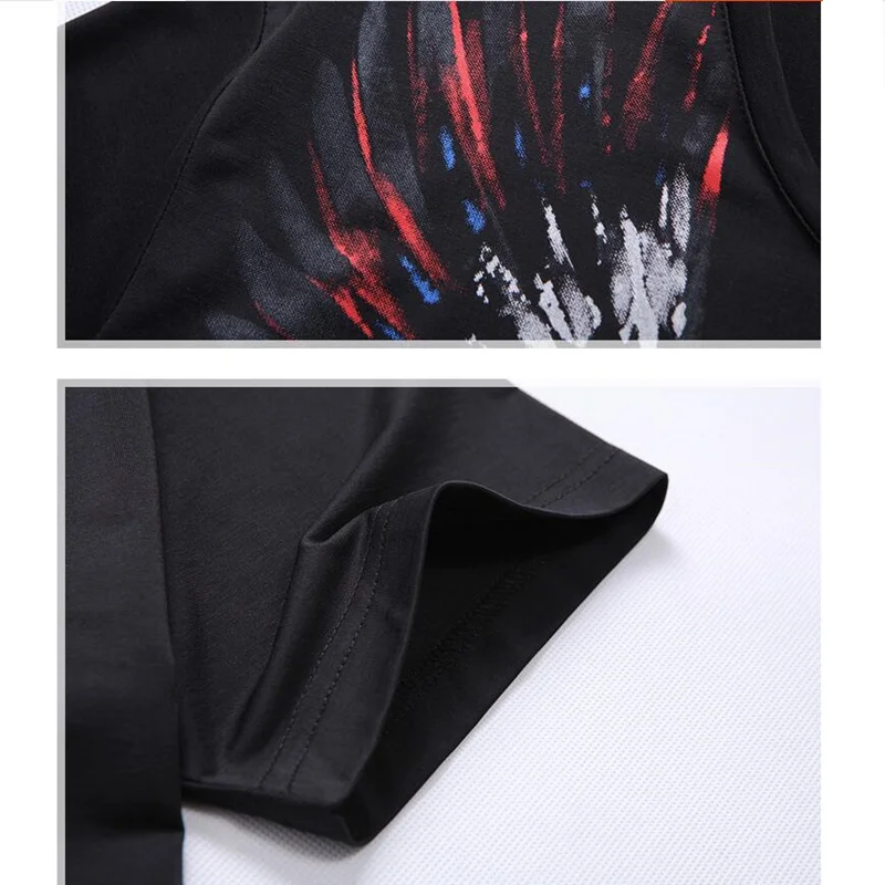 

2021 Brand clothing Men summer high quality Casual print short-sleeved T-shirt/Male slim fit Fashion cotton T-shirts S-6XL