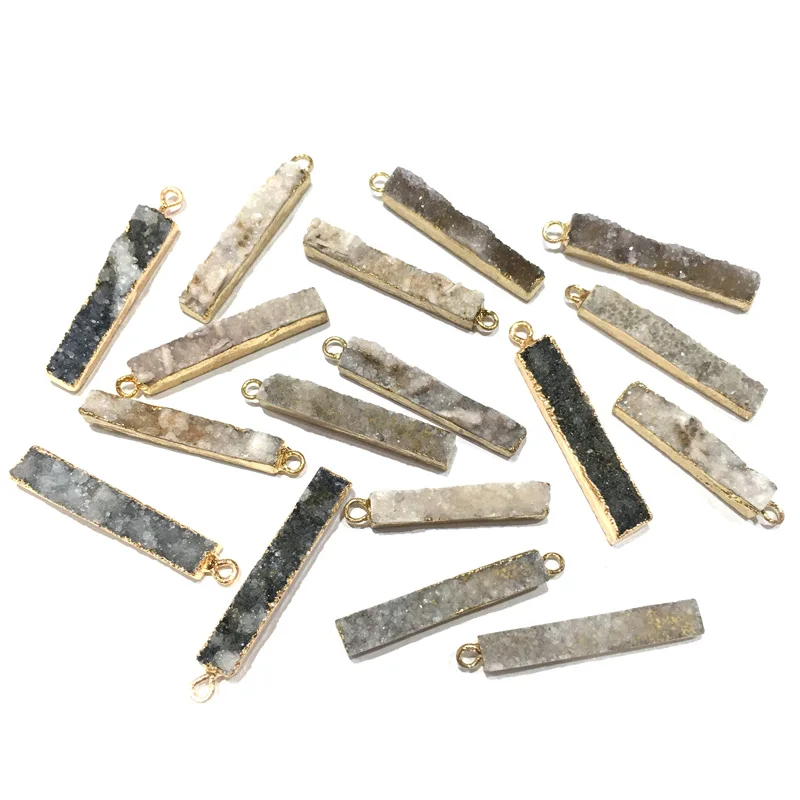 Натуральный Камень Кристалл Прямоугольник Подвески кристаллы кластера ожерелье