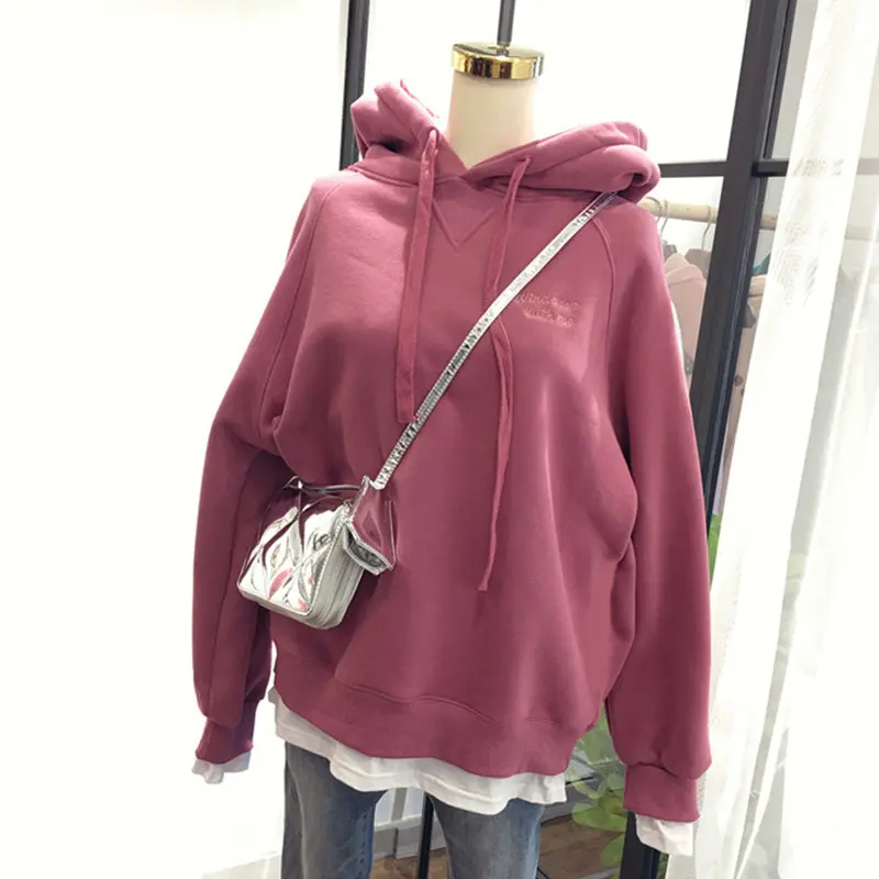 

Hoodies Women Patchwork Sweatshirt Women Casual Long Sleeve Hooded Fashion Pullover Female Tops Pullover 2020