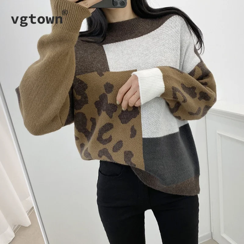 

Женский вязаный свитер, Свободный Повседневный пуловер с узором ромбиками, зима 2021