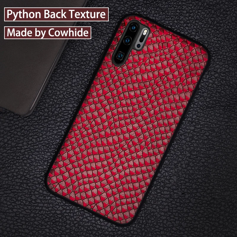 Cowhide Phone Case For Huawei P20 P30 lite Mate 10 20 Pro Y9 P smart 2019 Snake Texture Cover Honor 8X 9 case | Мобильные телефоны