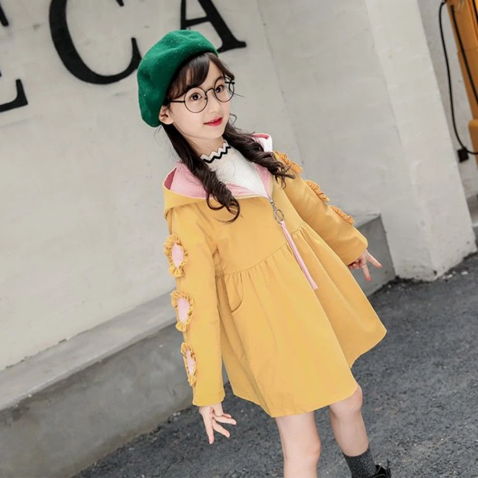 Детское пальто для девочек на весну-осень с длинными рукавами подходит детей 3 4 6 8