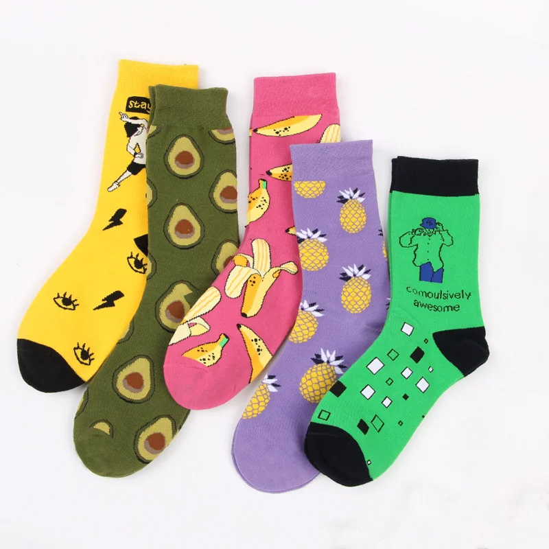 

woman winter socks pure cotton Avocado fruit socks Women Socks Funny Cute Cartoon Fruits Banana Avocado Lemon socks