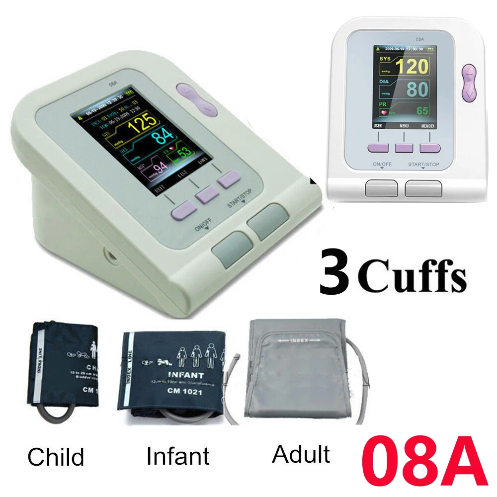 CONTEC08A Digital Blood Pressure Monitor Upper Arm Electronic Sphygmomanoter HR PR NIBP Meter Adult Infant Child Cuff+SPO2 Probe
