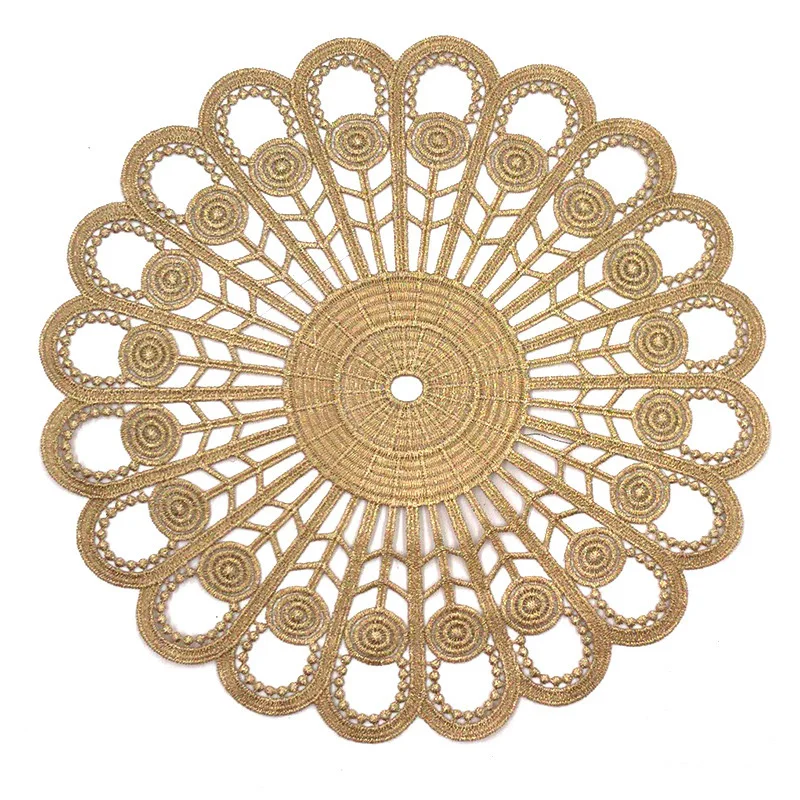 Description Picture 3 of item1Pcs  26-28cm Lace Fabric Embroidery Water-Soluble Flower Table Cloth Round Shape Hollow Coffee Cloth Accessories Suppliers