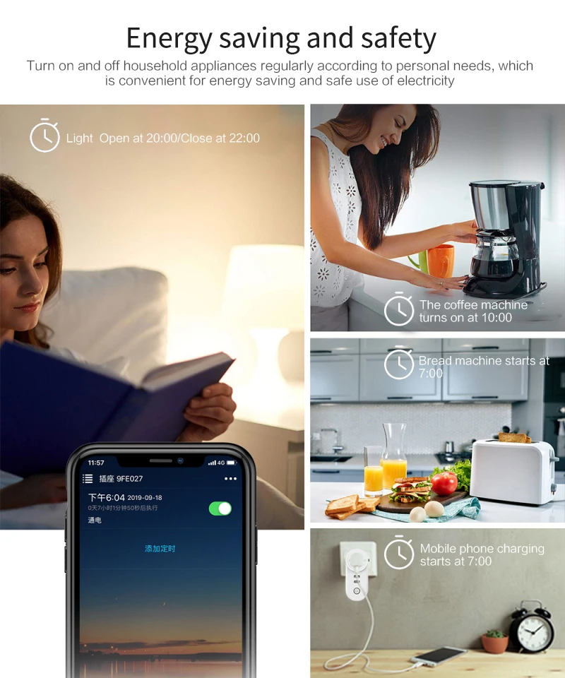 

Smart socket Portable and durable easy to carry lightweight Remote Control your devices WIFI connection can Timing high quality
