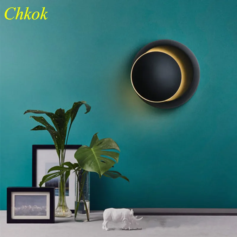 Chkok Simple Background Wall Decor Lamp Fashion Creative 360 Degree Rotating Design LED Light Modern Round Indoor Lighting | Освещение