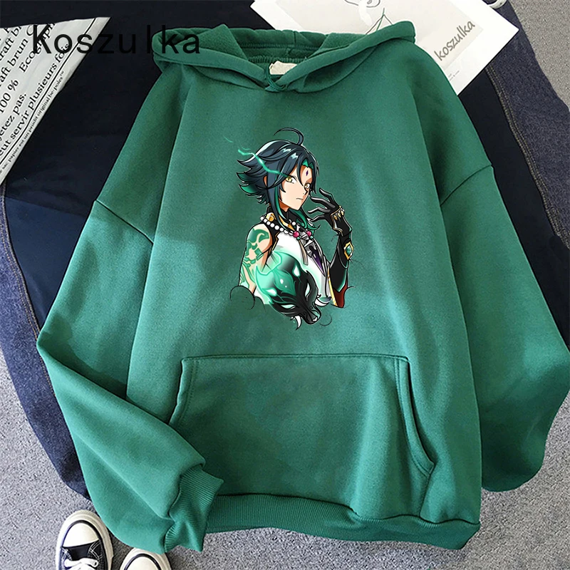 

Genshin Impact Xiao Hoodie Black White Graphic Women Kawaii Couple Clothes Harajuku Streetwear Gothic Vintage Loose Sweatshirts