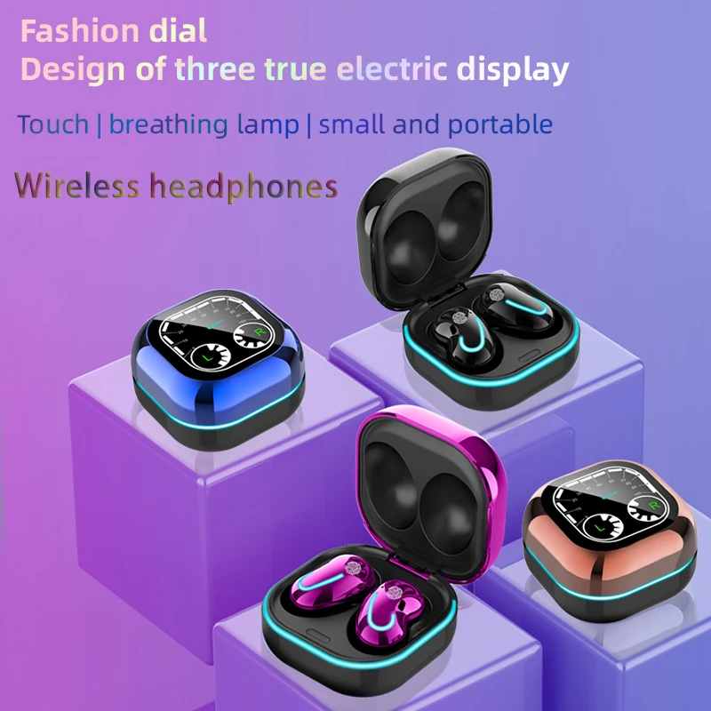 

Wireless headphones TWS 5.1 wireless mini touch bluetooth headset displayed on breathing light time dial audiophile headphones