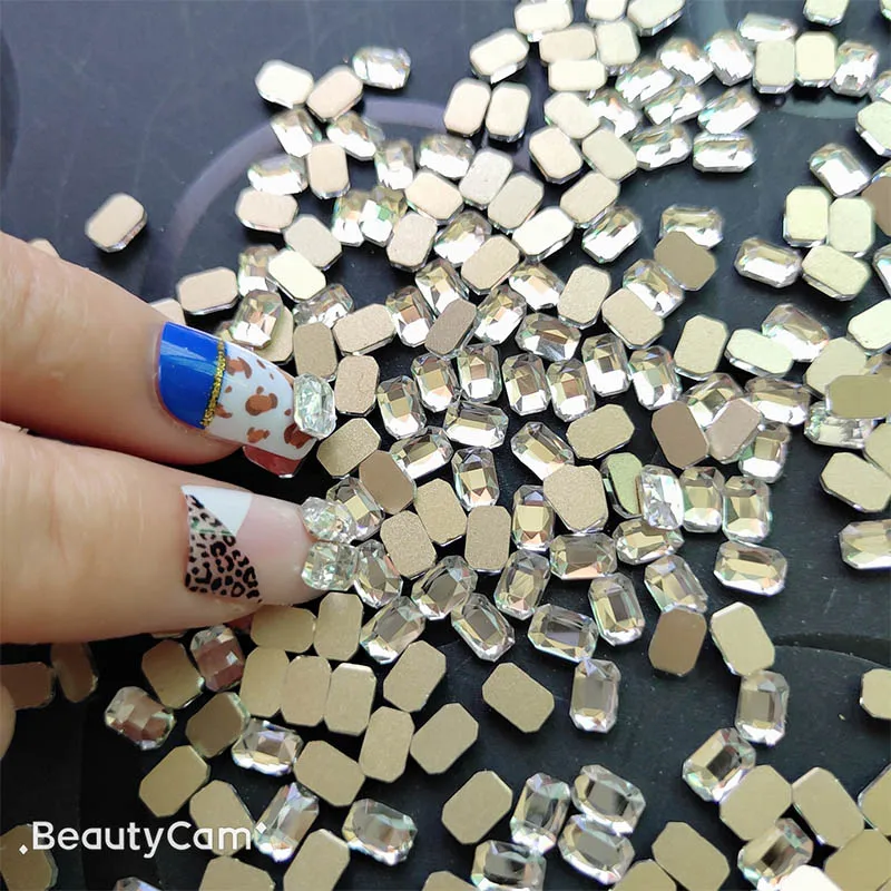 4X6mm Rectangular Big pack 1000pcs shinny crystal Non Flat back Rhinestones for Lady DIY Glue On 3D Nail Art nails | Дом и сад