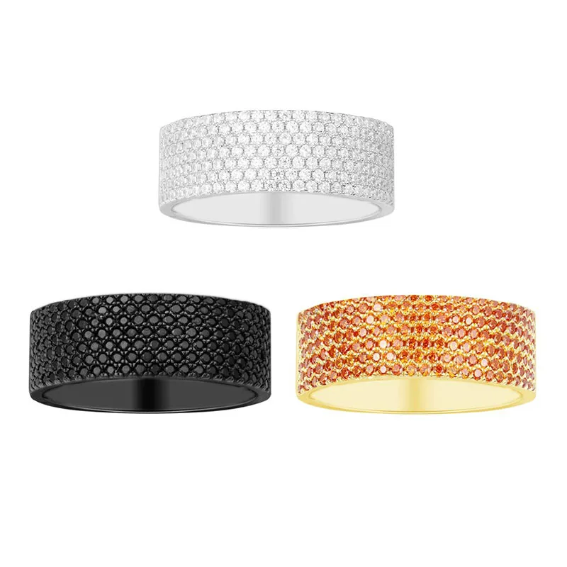 

Luxury 925 Sterling Silver White Orange Black Colors Zirconia Stones Classic Brosdside Finger Ring Women Fine Jewelry